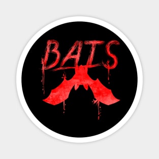 Bats Written With A Bat Hanging Down Halloween Magnet